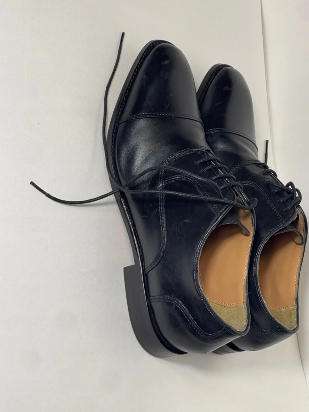 Steve Madden Men's Black Leather Cap-Toe Oxfords Size 8.5